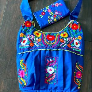 Mexican embroidery channel bag with wallet